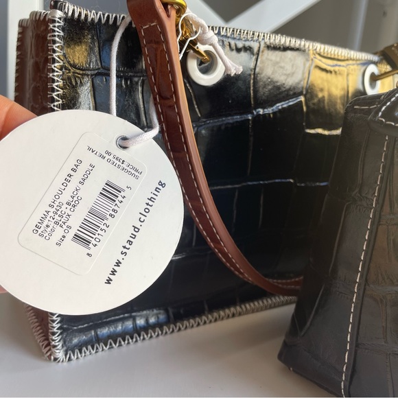 *SOLD* STAUD Gemma Shoulder Bag in Black and Brown Croc - Picture 6 of 12